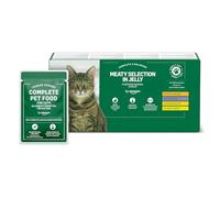 by Amazon Grain-Free Complete Balanced Wet Food for Adult Cats, Meat Selection in Jelly, 4.8 kg (48 pouches of 100g)