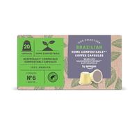 by Amazon Home Compostable Coffee Capsules Compatible with Nespresso, 100% Brazilian Arabica, 20 Count- Rainforest Alliance Certified