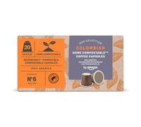 by Amazon Home Compostable Coffee Capsules Compatible with Nespresso, 100% Colombian Arabica, Light Roast, 20 Count- Rainforest Alliance Certified