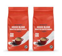 by Amazon House Blend Coffee Beans, Medium Roast, 2kg (2 Packs of 1kg), Rainforest Alliance Certified