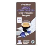 by Amazon Lungo Coffee Plastic Capsules, Nespresso Compatible, 20 Count, Pack of 1- Rainforest Alliance Certified
