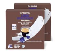 by Amazon Lungo Plastic Coffee Capsules Nespresso Compatible, Medium Roast, 100 Count (2 Packs of 50) - Rainforest Alliance Certified