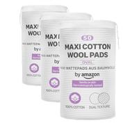 by Amazon Maxi Cotton Wool Pads, Dual Texture, 100% Cotton, 50 Pads (Pack of 3)
