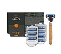 by Amazon Men 5-Blade Razor with Cork Handle and 8 Refills, Silver