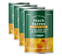 by Amazon Peach Halves In Fruit Juice, 411g (Pack of 4)
