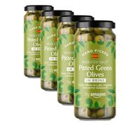 by Amazon Reduced Salt Pitted Green Olives, 340g (Pack of 4)