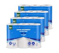 by Amazon Super Absorbent Kitchen Towel, 3-ply, 12 Rolls (4 Packs of 3), 80 Sheets per Roll, FSC Certified