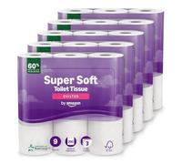 by Amazon Super Soft Toilet Tissue, 3-ply, 45 Rolls (5 Packs of 9), 200 Sheets per Roll, FSC Certified