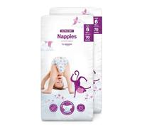 By Amazon Ultra Dry Nappies - Size 6 (15+ kg) - With channels- 140 nappies (2 packs x 70) (Previously a Mama Bear brand, same product)