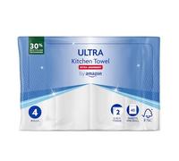 by Amazon ULTRA Kitchen Roll, Extra Absorbent, 4 Rolls (Pack of 1), 45 Sheets per Roll, Wring and Reuse, FSC Certified