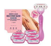 by Amazon Women's 5 Blade Razor with Multi Axis Pivot handle + 7 refills