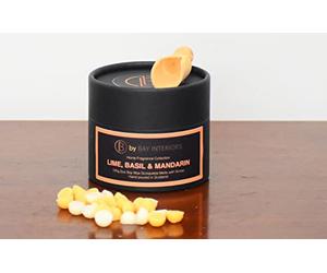by Bay Interiors Eco Soy Scoopable Wax Melts Highly Scented Vegan No Plastic 120g (Lime, Basil & Mandarin) with Natural Wooden Scoop 15% Fragrance Oil Gifting Idea
