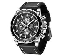 BY BENYAR Men's Watch Chronograph Quartz Movement Waterproof Wrist Watches for Men with Leather Strap Fashion Style Business Gift