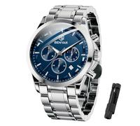 BY BENYAR Men's Watch UK Wristwatches for Men Easy-to-Read Watches Men Luxury Waterproof Chronograph Sliver/Gold/Blue/Black Leather/Stainless Birthday/Christmas/Fathers Day Gift