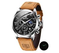 BY BENYAR Men's Watch UK Wristwatches for Men Easy-to-Read Watches Men Luxury Waterproof Chronograph Sliver/Gold/Blue/Black Leather/Stainless Birthday/Christmas/Fathers Day Gift