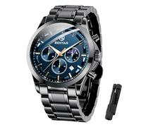 BY BENYAR Men's Watch UK Wristwatches for Men Easy-to-Read Watches Men Luxury Waterproof for Swimming Chronograph Sliver/Gold/Blue/Black Leather/Stainless Birthday/Christmas/Fathers Day Gift