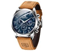 BY BENYAR Men's Watch UK Wristwatches for Men Easy-to-Read Watches Men Luxury Waterproof for Swimming Chronograph Sliver/Gold/Blue/Black Leather/Stainless Birthday/Christmas/Fathers Day Gift