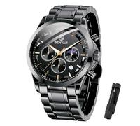 BY BENYAR Men's Watch UK Wristwatches for Men Easy-to-Read Watches Men Luxury Waterproof for Swimming Chronograph Sliver/Gold/Blue/Black Leather/Stainless Birthday/Christmas/Fathers Day Gift