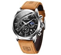 BY BENYAR Men's Watch UK Wristwatches for Men Easy-to-Read Watches Men Luxury Waterproof for Swimming Chronograph Sliver/Gold/Blue/Black Leather/Stainless Birthday/Christmas/Fathers Day Gift