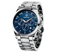 BY BENYAR Mens Watches Analog Quartz Chronograph Waterproof Luminous Watch for Men Business Work Casual Classic Stainless Steel Bracelets Dress Men's Wrist Watches Elegant Gifts for Men