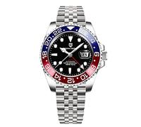 BY BENYAR Pagani Design Men GMT Automatic Watches-Fashion Stainless Steel Mechanical Watch-Sapphire Glass Lens Watch Men, Blue red-5, Mechanical