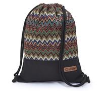 By Bers Leon Gym Bag with Inner Pockets in Black and White Backpack Bag Women Men & Teenagers Gym Bag Draw String, Tb_boho_black_019, 40cm hoch