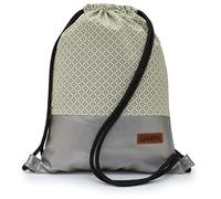 By Bers Leon Gym Bag with Inner Pockets, Zip, Backpack, Bag, Women, Men & Teenagers, Gym Bag, Tb_silberkarosilöberpu2, 40cm hoch, Gym bag backpack gym bag bag