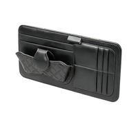 By Generic Leather Car Sun Visor Organizer, Multi-Pocket Automotive Document Holder and Sunglasses Storage Bag, Wear-Resistant Interior Accessory, 32x16cm, Fits Most Vehicles Black