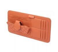 By Generic Leather Car Sun Visor Organizer, Multi-Pocket Automotive Document Holder and Sunglasses Storage Bag, Wear-Resistant Interior Accessory, 32x16cm, Fits Most Vehicles Orange