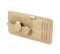 By Generic Leather Car Sun Visor Organizer, Multi-Pocket Automotive Document Holder and Sunglasses Storage Bag, Wear-Resistant Interior Accessory, 32x16cm, Fits Most Vehicles Khaki
