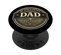By God's Grace Dad Est. 2010 Christian Father Faith Family PopSockets Adhesive PopGrip