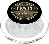 By God's Grace Dad Est. 2015 Christian Father Faith Family PopSockets PopGrip for MagSafe