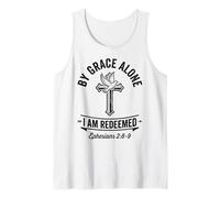 by Grace Alone I Am Redeemed Christian Faith Bible Verse Art Tank Top