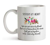 by GrayGranite Not Sisters by Blood but Sisters by Heart Mug, Unbiological Sister Presents, Soul Sister Mug, Best Friend Presents (White)