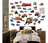 by infans Disney Cars 3 Wall Stickers for Bedroom Mural Wall Decal Art Wallpaper Stickers Wall Art Playroom Cars City Wall Decals 70cm x 35cm x 2 Sheets Vinyl