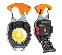 BY-J LED Small Flashlight, Key Chain Light, COB Multi-Function Mini Work Light, 500 Lumens Rechargeable, 6 Lighting Modes, with Cigarette Lighter, Seat Belt Cutter, Screwdriver, Whistle