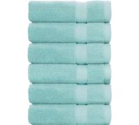 BY LORA Terry Cotton Towel Hand Towels, Nautical Teal, Set of 6