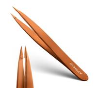 By MILLY Pointed Tweezers - Stainless Steel - Perfectly Aligned Hand-Filed Point Tip Precision Tweezers (Rose Gold)