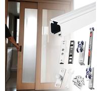 By-Passing Pocket Door Track 3.5ft 4ft 5.5ft 6ft 9ft 10ft, Soft Close Sliding Door Box Rail for Closet/Wardrobe, Concealed Barn Hardware Kit(Silver,6ft (1.8m))