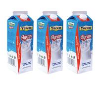 By Pufai Grocery, Yorem Ayran Natural Yoghurt Drink Traditional Turkish Drink Ayran 1000 millimeter x 3 Bottles