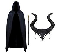 By Robelli Small Evil Witch Women Halloween Outfit - Cape, Horns & Cane