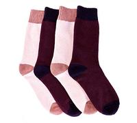By Robelli The Tie Co™ Womens Girls Merino Lambs Wool/Cotton Thermal Two Tone 2 Pack Calf Socks (UK 4-8 / EU 37-41) G1 (Set2 - Pink/Blush + Aubergine/Purple)