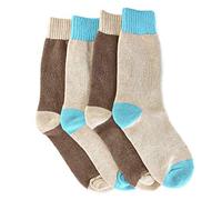 By Robelli The Tie Co™ Womens Girls Merino Lambs Wool/Cotton Thermal Two Tone 2 Pack Calf Socks (UK 4-8 / EU 37-41) G1 (Set1 - Brown/Beige + Beige/Aqua Blue)
