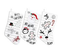 by Robelli White Felt Christmas Santa Stockings (3 Designs) (Pack of 3)