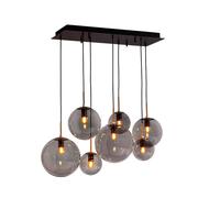 By Rydéns By Rydens Laura hanging light, length 86 cm, 7-bulb, smoke grey