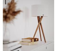 By Rydéns By Rydens Vega table lamp, oak/white, 55 cm, wood, textile