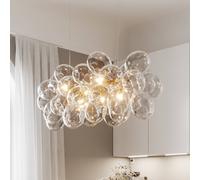 By Rydéns Gross Bar pendant light, brass/clear, 80 cm, glass