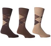 By Sock Shop - 6 Pairs Mens Gentle Grip Suit Argyle Socks Size 6-11 uk, 39-45 EUR RJ22H3 Brown