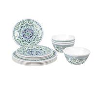 by Tarhong Blue Medallion 12-Piece Melamine Dinnerware Set