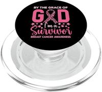 By The Grace God I'm A Survivor Breast Cancer Awareness PopSockets PopGrip for MagSafe